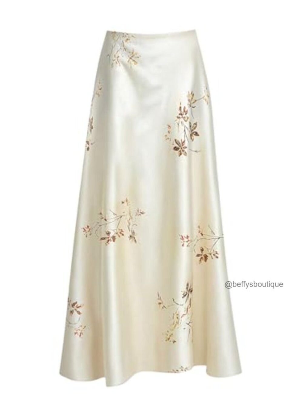 Plus Size Floral Satin Maxi Skirt High Waisted A-Line Flared Hem